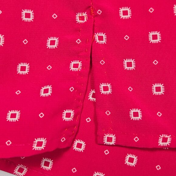 Worthington Vintage Pink Geometric‎ Blouse Large Short Sleeve Mod Retro 80s - Picture 9 of 10